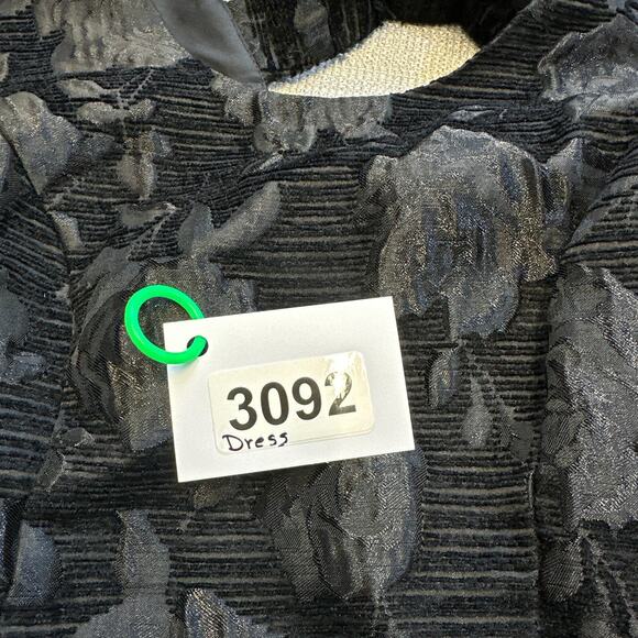 Coquette Black Velvet Burnout Bow Back Mini Dress S Whimsy Party Holiday Floral - Picture 8 of 8